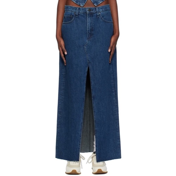 NWT Rag & Bone Avery Maxi Skirt Jean Japan Kaihara Denim Ari Blue Dark Wash 27 - Picture 12 of 14